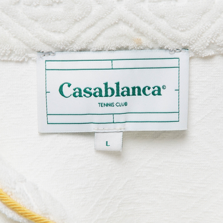 Pre Owned Casablanca White Logo Embossed Terry Cuban Shirt L