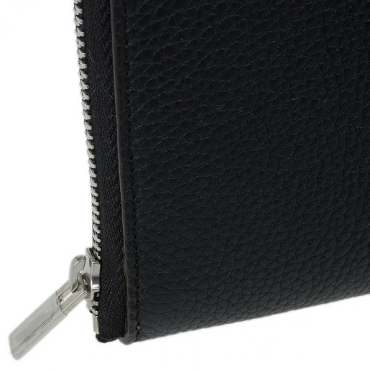 Pre Owned Celine Black Leather Medium Zipped Around Wallet