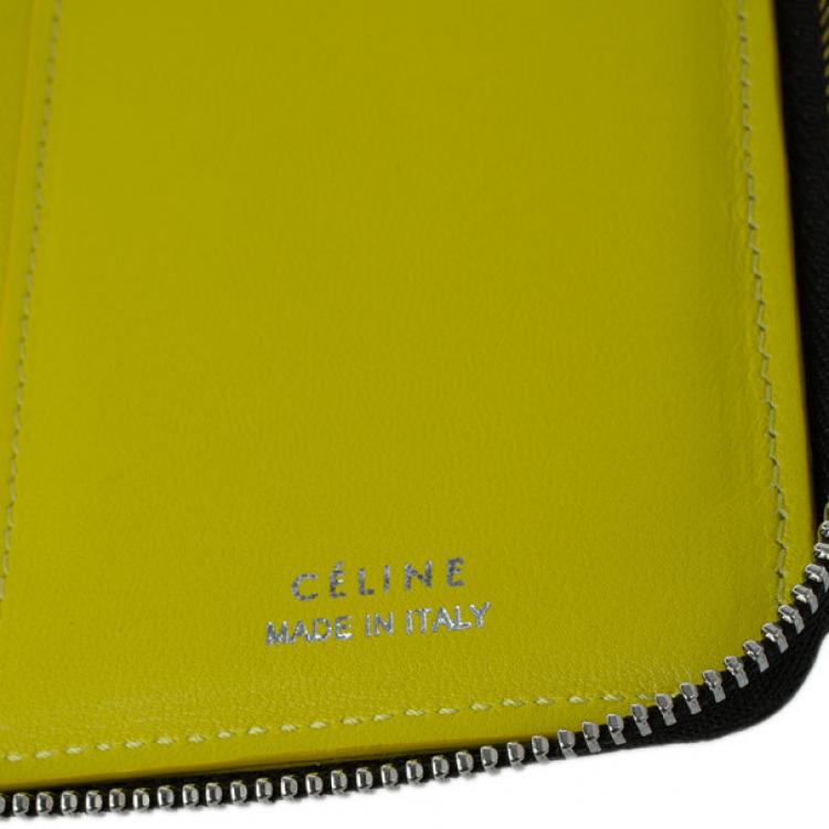 Pre Owned Celine Black Leather Medium Zipped Around Wallet