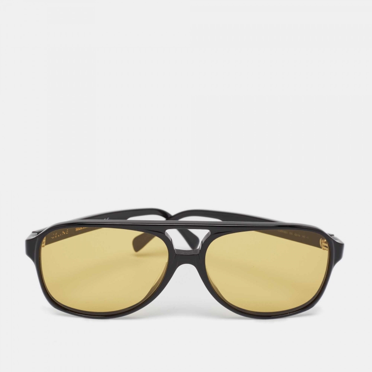 Pre Owned Celine Yellow/Black CL40032U Aviator Sunglasses