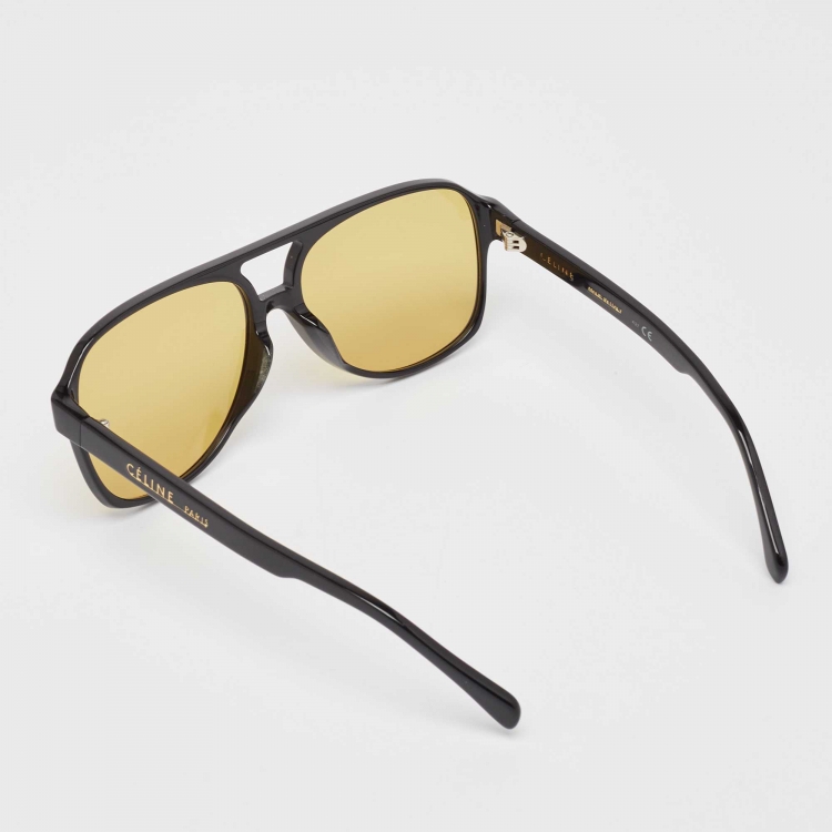 Pre Owned Celine Yellow/Black CL40032U Aviator Sunglasses