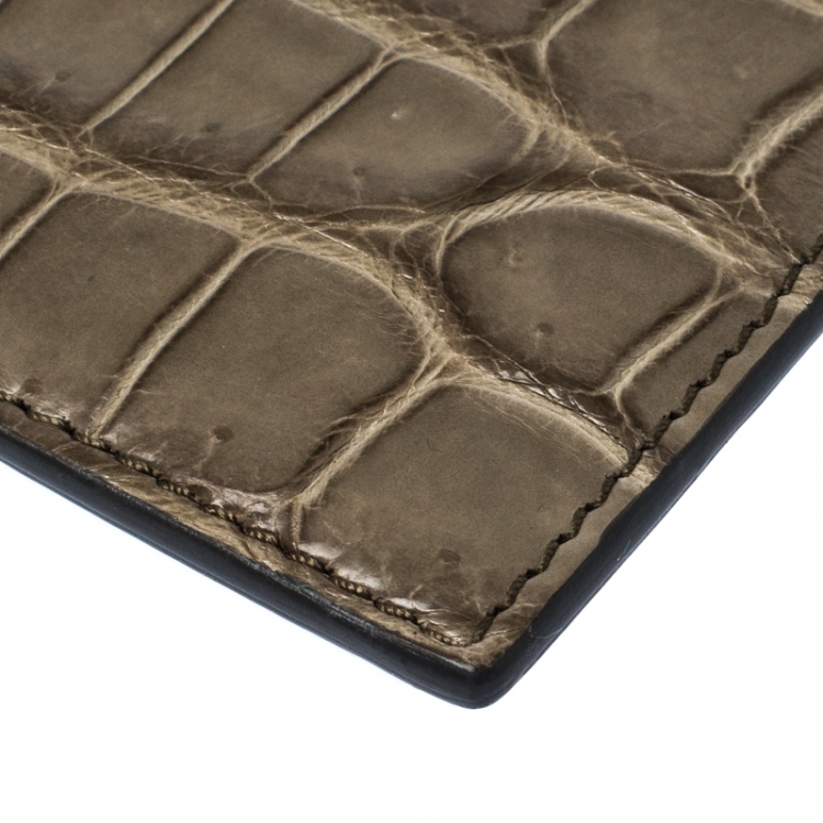 Pre Owned Celine Grey Crocodile Card Holder