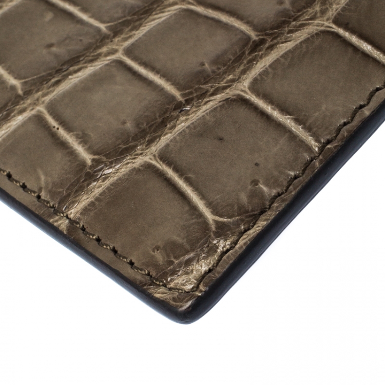 Pre Owned Celine Grey Crocodile Card Holder
