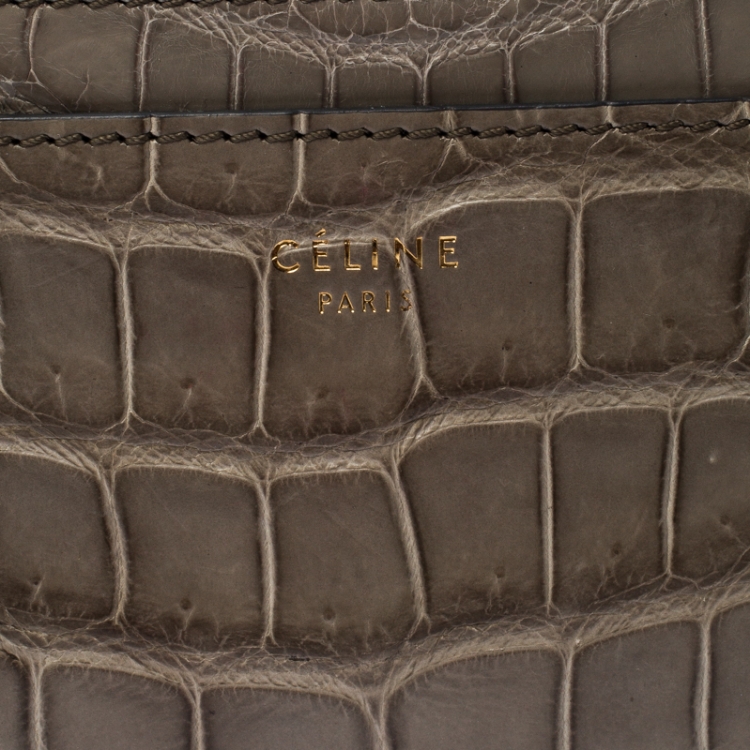 Pre Owned Celine Grey Crocodile Card Holder