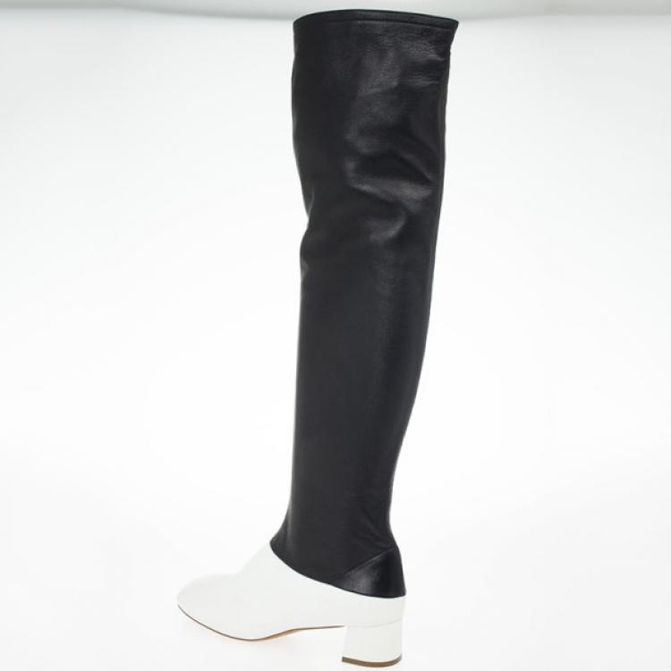 Pre Owned Celine Two Tone Leather Over The Knee Boots Size 38