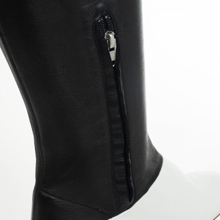 Pre Owned Celine Two Tone Leather Over The Knee Boots Size 38