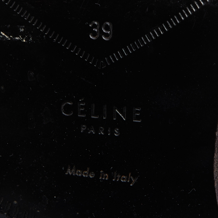 Pre Owned Celine Black/Gold Leather and Metal Plate Phoebe Philo Lace Up Derby Size 39