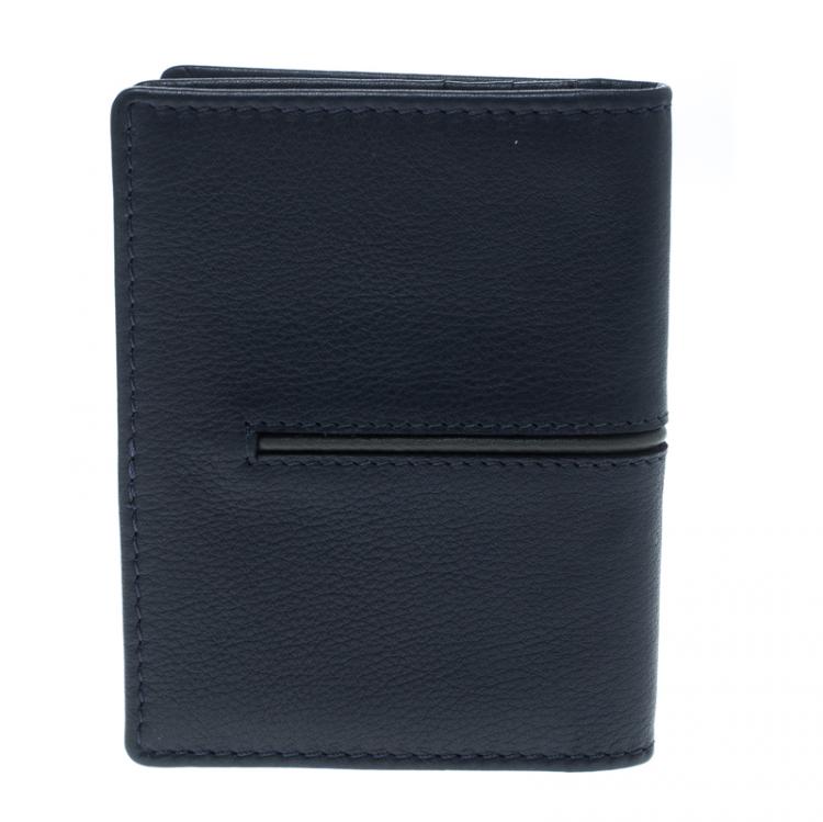 Pre Owned Cerruti 1881 Navy Blue/Grey Leather Ripon Card Case