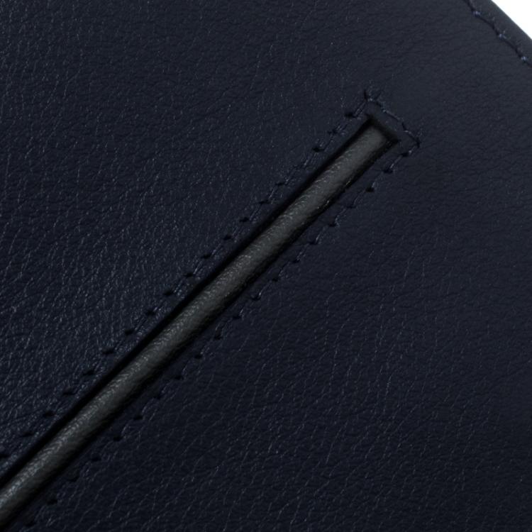 Pre Owned Cerruti 1881 Navy Blue/Grey Leather Ripon Card Case