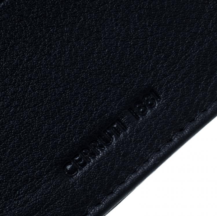 Pre Owned Cerruti 1881 Navy Blue/Grey Leather Ripon Card Case