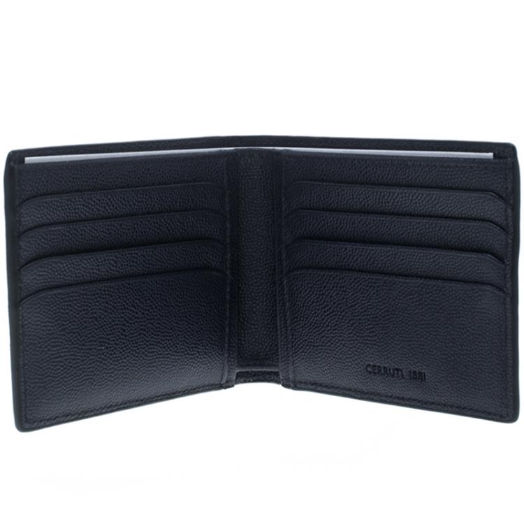 Cerruti 1881 Navy Blue Leather Baku Bifold Wallet