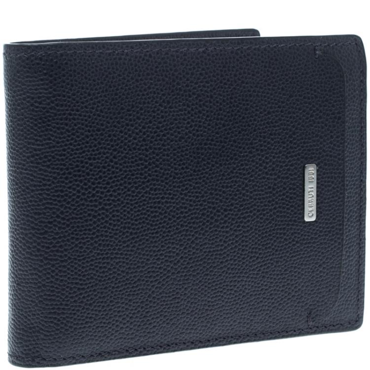 Pre Owned Cerruti 1881 Navy Blue Leather Baku Bifold Wallet