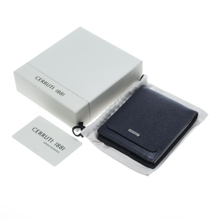 Pre Owned Cerruti 1881 Navy Blue Leather Baku Bifold Wallet