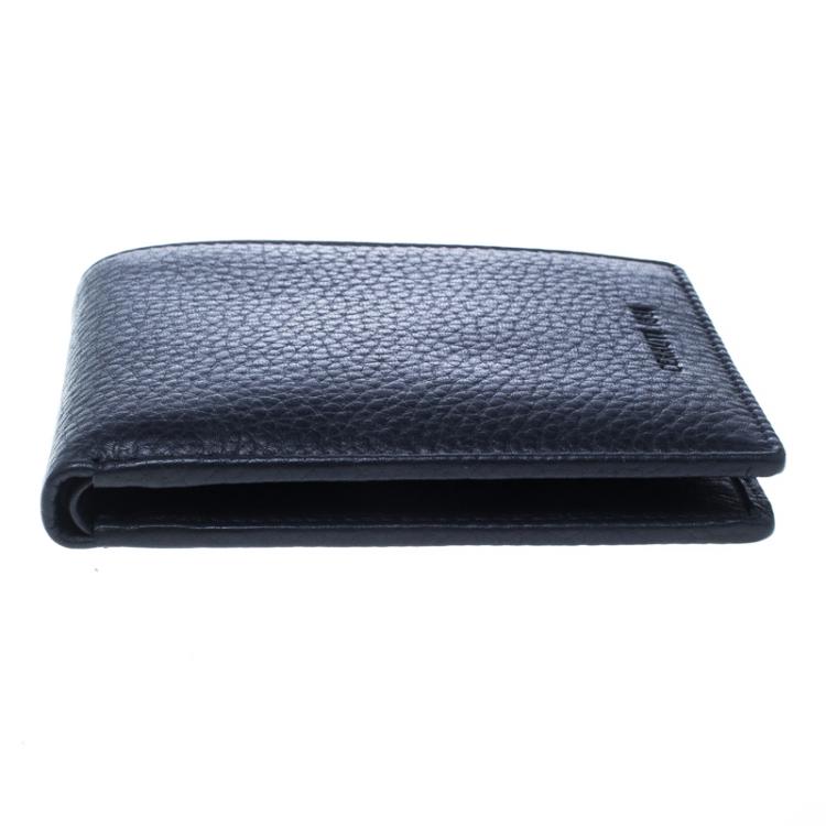Pre Owned Cerruti 1881 Dark Blue Leather Derby Bifold Wallet