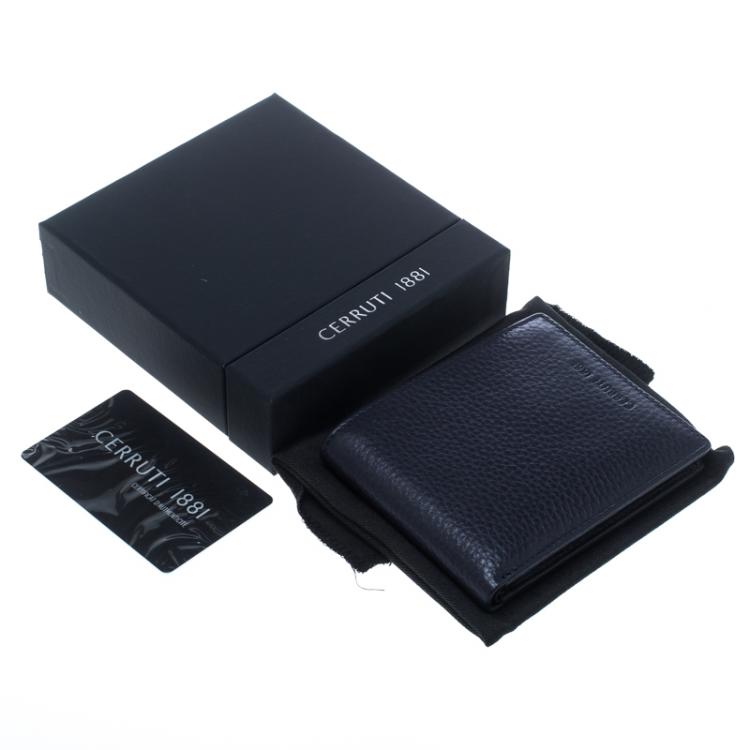 Pre Owned Cerruti 1881 Dark Blue Leather Derby Bifold Wallet