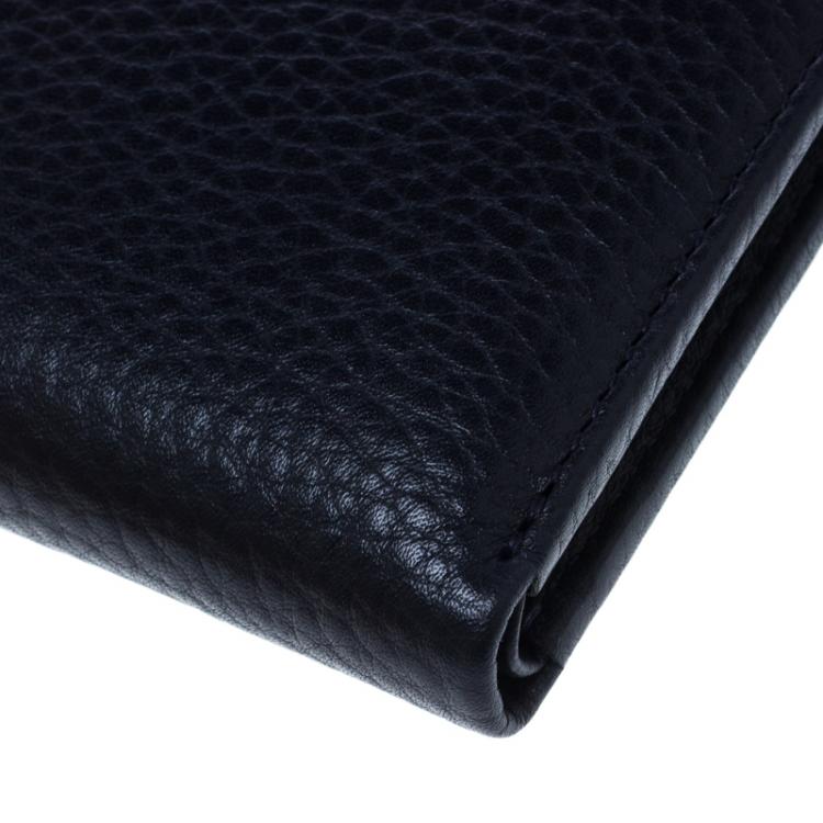 Pre Owned Cerruti 1881 Dark Blue Leather Derby Bifold Wallet