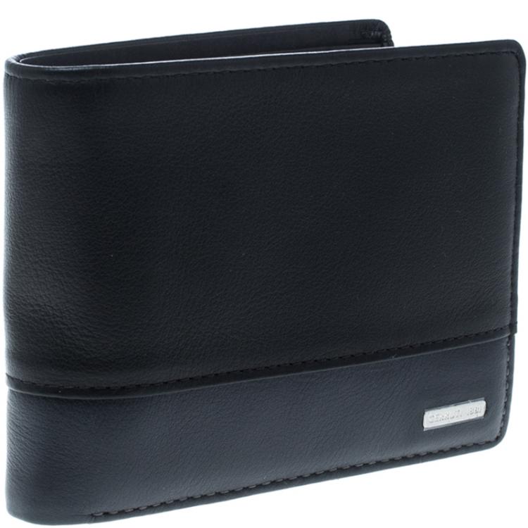 Pre Owned Cerruti 1881 Black/Grey Leather York B Bifold Wallet