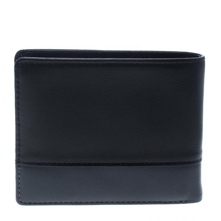 Pre Owned Cerruti 1881 Black/Grey Leather York B Bifold Wallet