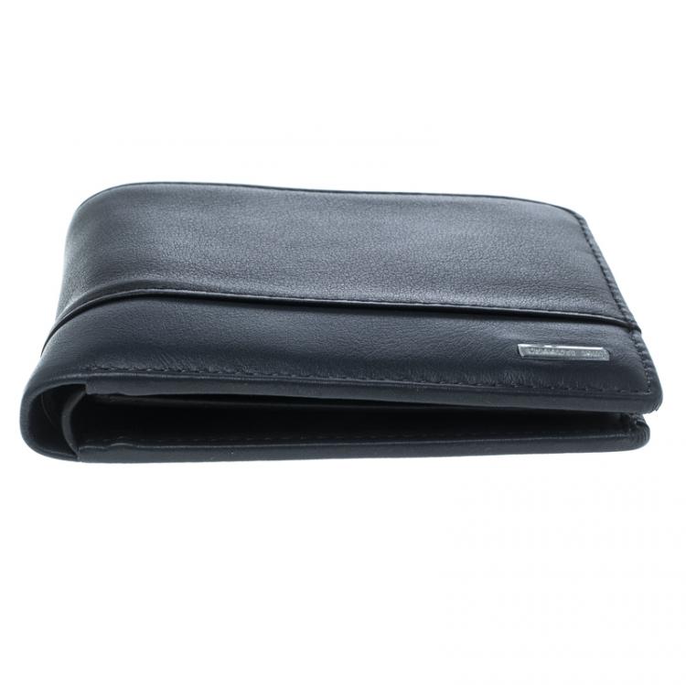 Pre Owned Cerruti 1881 Black/Grey Leather York B Bifold Wallet