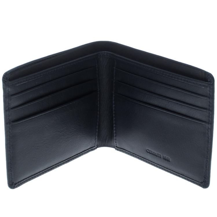 Pre Owned Cerruti 1881 Navy Blue Leather Carson Bifold Wallet