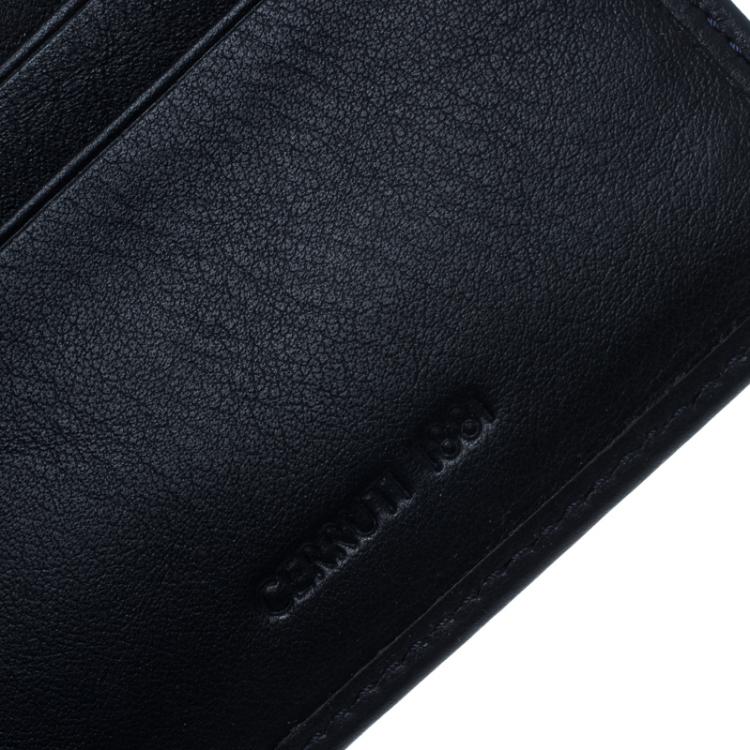 Pre Owned Cerruti 1881 Navy Blue Leather Carson Bifold Wallet