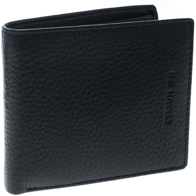 Pre Owned Cerruti 1881 Black Leather Derby Bifold Wallet