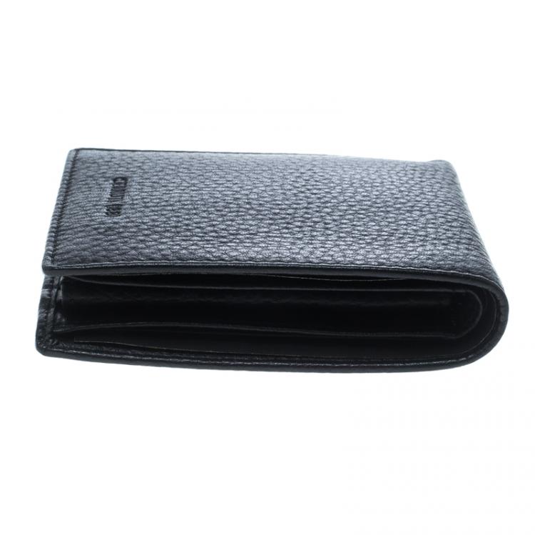 Pre Owned Cerruti 1881 Black Leather Derby Bifold Wallet