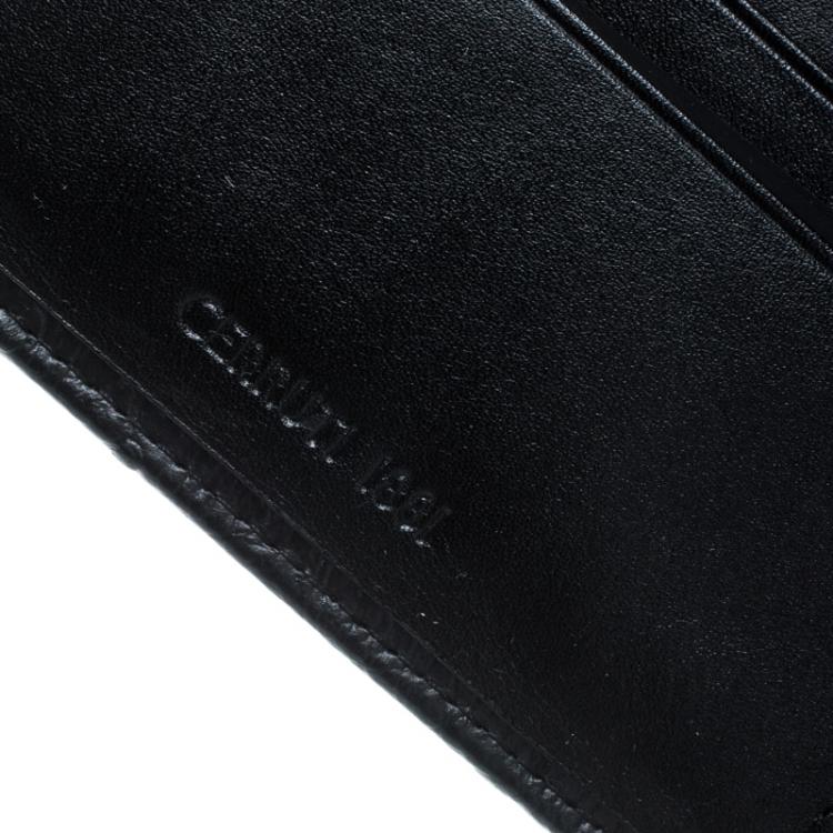 Pre Owned Cerruti 1881 Black Ostrich Embossed Leather Mayfair Bifold Wallet
