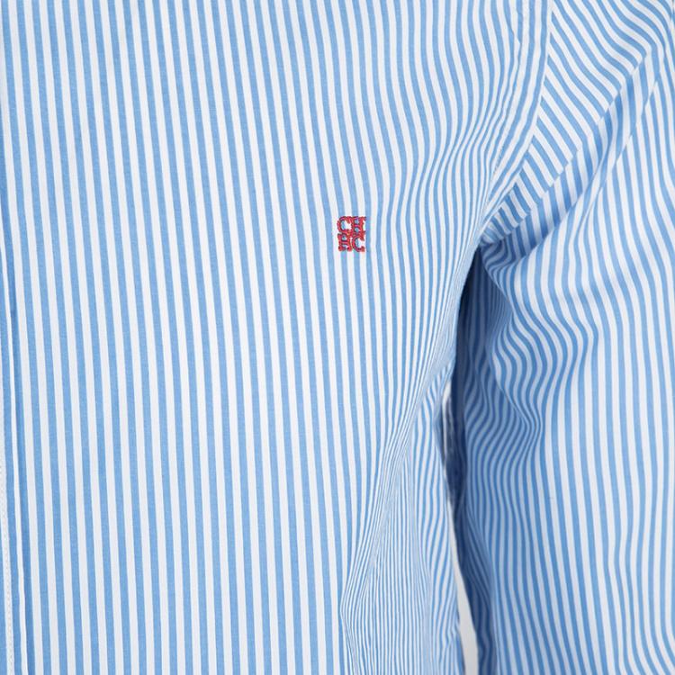 Pre Owned CH Carolina Herrera Blue and White Striped Long Sleeve Button Down Shirt M