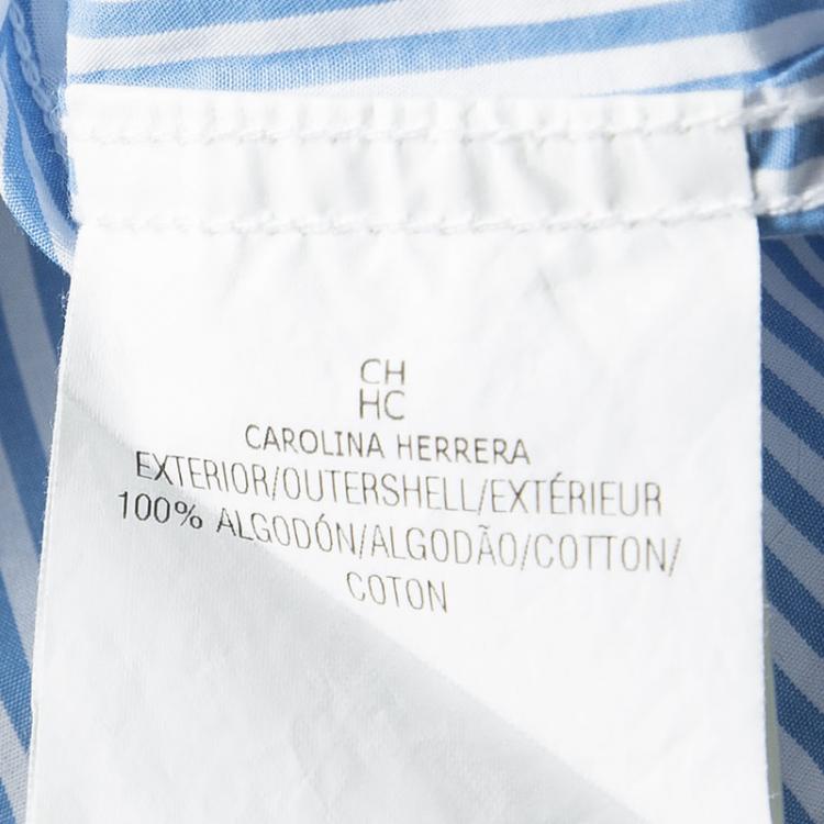 Pre Owned CH Carolina Herrera Blue and White Striped Long Sleeve Button Down Shirt M