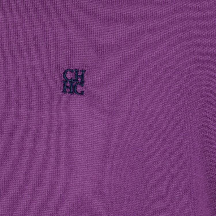 Pre Owned CH Carolina Herrera Purple Merino Wool V-Neck Sweater XL