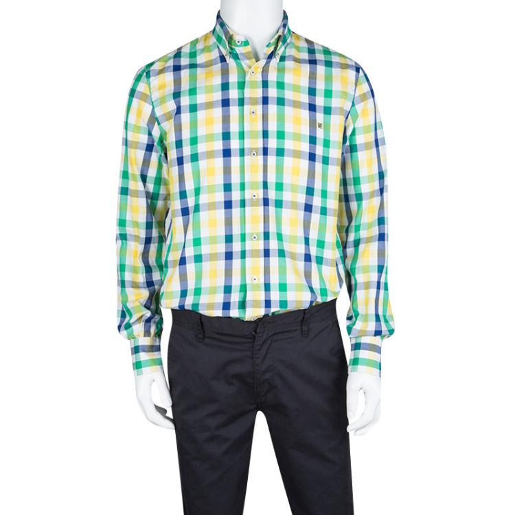 Pre Owned CH Carolina Herrera Checked Cotton Long Sleeve Button Down Shirt L