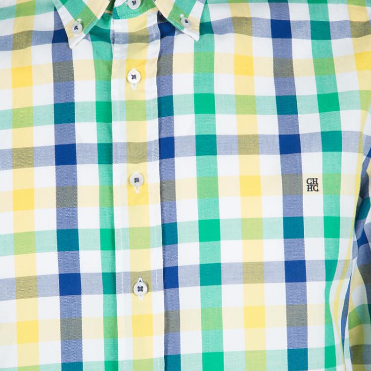 Pre Owned CH Carolina Herrera Checked Cotton Long Sleeve Button Down Shirt L
