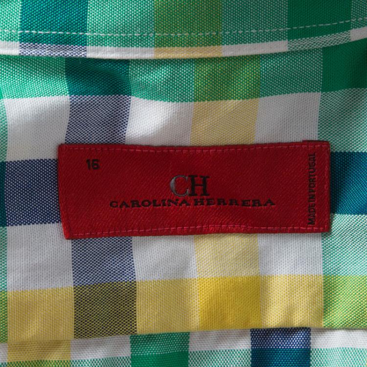 Pre Owned CH Carolina Herrera Checked Cotton Long Sleeve Button Down Shirt L