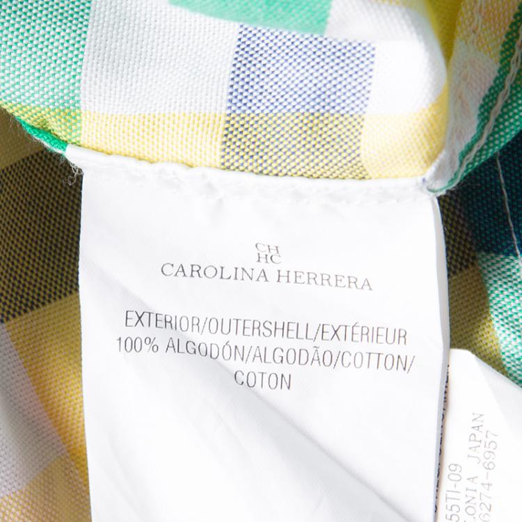 Pre Owned CH Carolina Herrera Checked Cotton Long Sleeve Button Down Shirt L