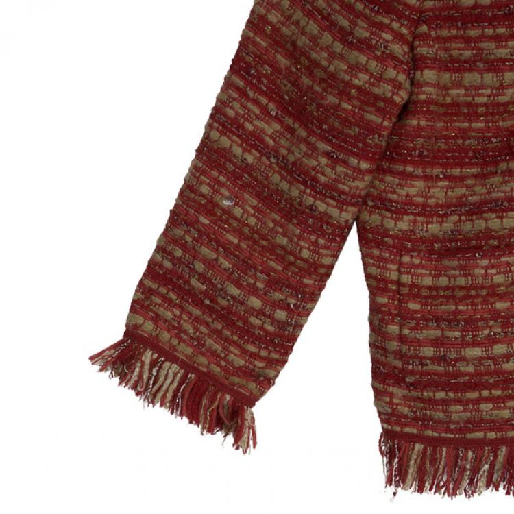 Pre Owned CH Carolina Herrera Collarless Tweed Jacket L