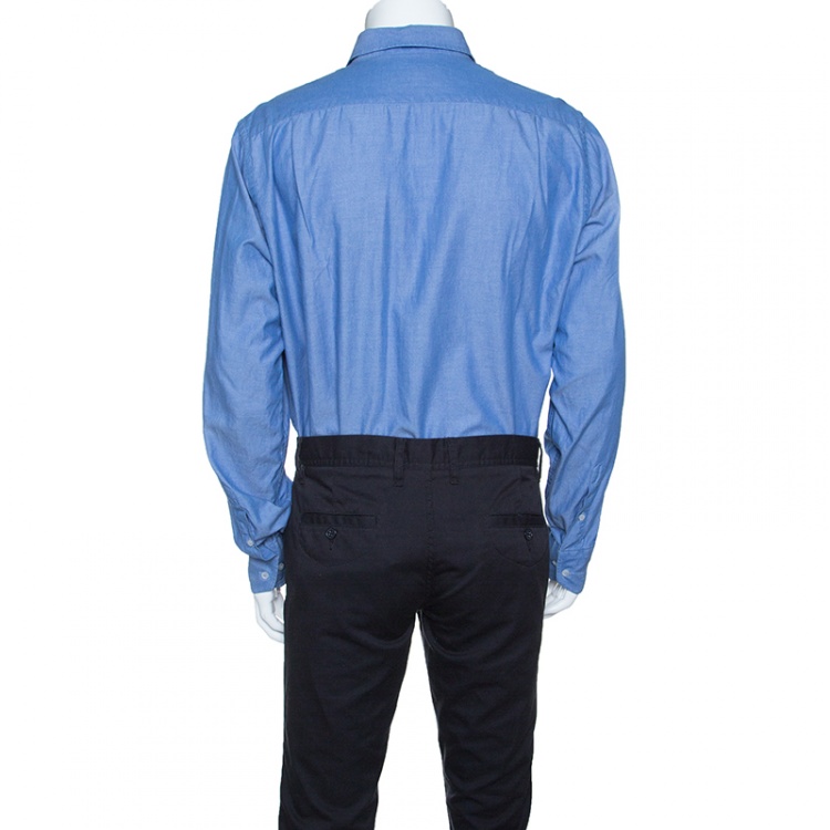 Pre Owned CH Carolina Herrera Indigo Chambray Long Sleeve Button Down Shirt XXL