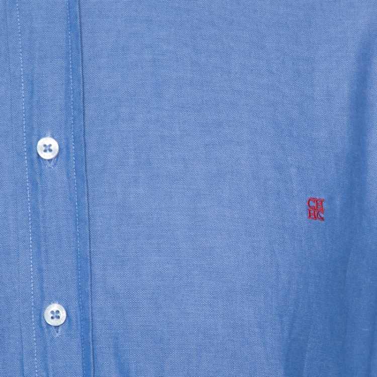 Pre Owned CH Carolina Herrera Indigo Chambray Long Sleeve Button Down Shirt XXL