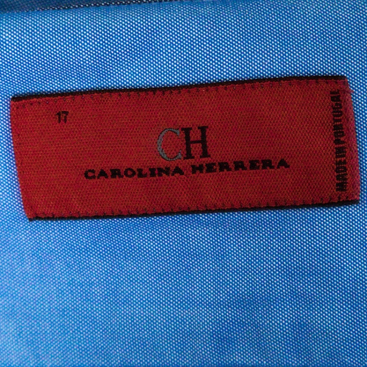 Pre Owned CH Carolina Herrera Indigo Chambray Long Sleeve Button Down Shirt XXL