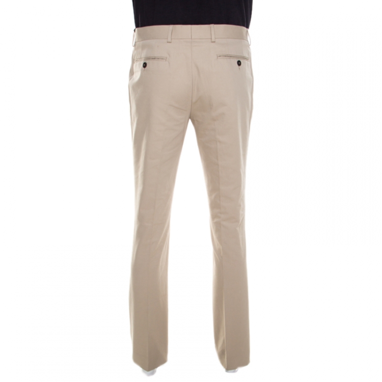 Pre Owned CH Carolina Herrera Beige Cotton Tailored Trousers L