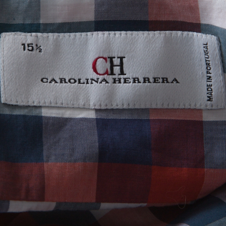 Pre Owned CH Carolina Herrera Multicolor Check Cotton Button Down Collar Shirt M