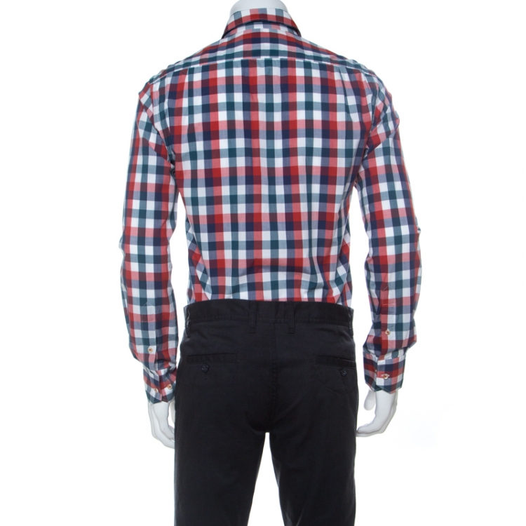 Pre Owned CH Carolina Herrera Multicolor Check Cotton Button Down Collar Shirt M