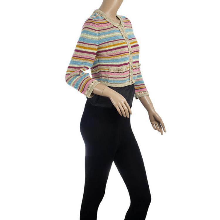 Pre Owned Chanel Resort 2011 Striped Crop Jacket M
