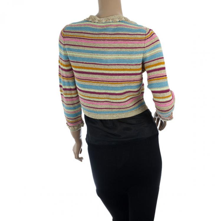 Pre Owned Chanel Resort 2011 Striped Crop Jacket M