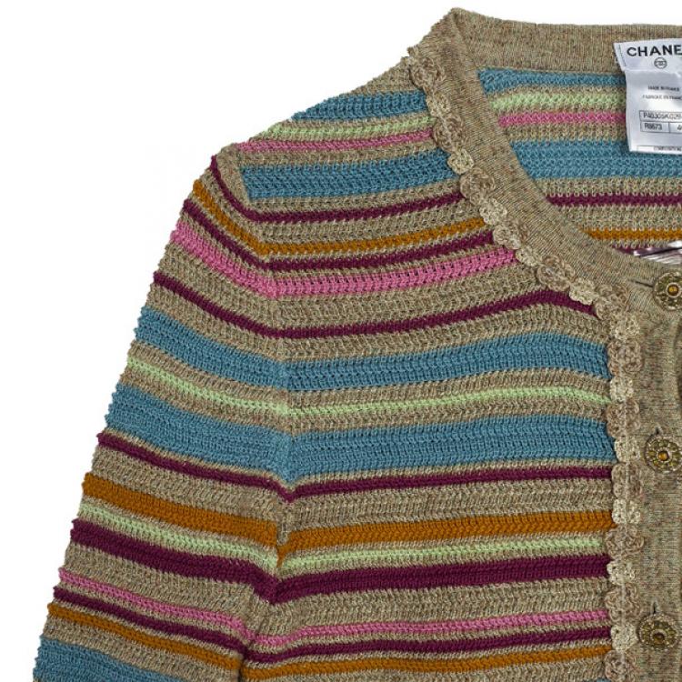 Pre Owned Chanel Resort 2011 Striped Crop Jacket M