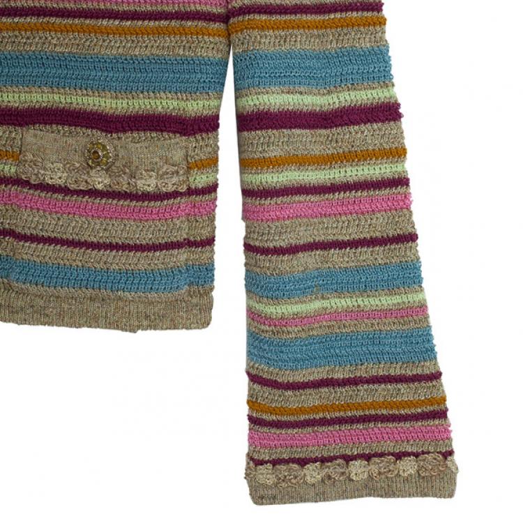 Pre Owned Chanel Resort 2011 Striped Crop Jacket M