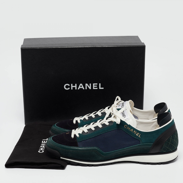 Pre Owned Chanel Multicolor Suede and Canvas CC Low Top Sneakers Size 42