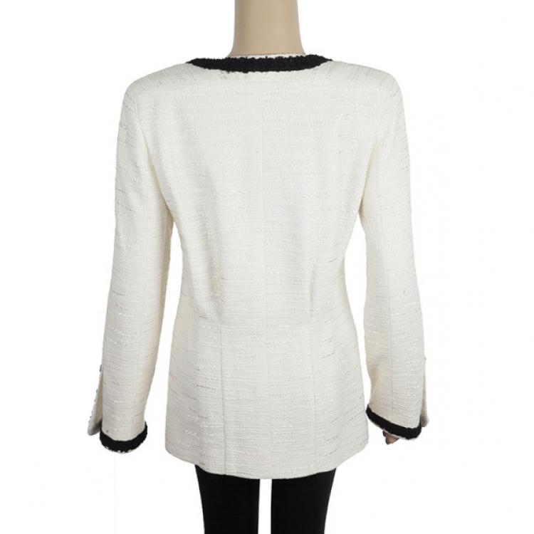 Pre Owned Chanel Classic Monochrome Tweed Jacket M