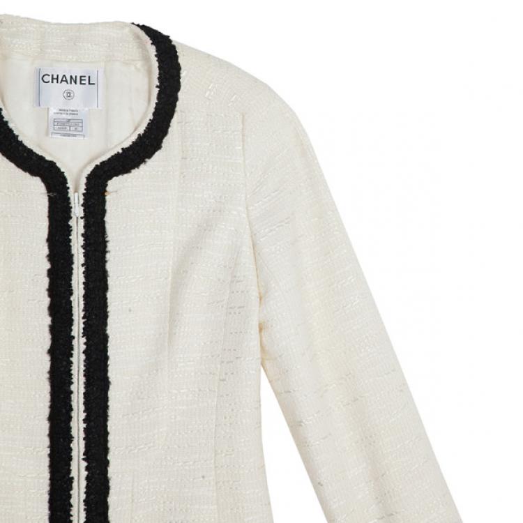 Pre Owned Chanel Classic Monochrome Tweed Jacket M