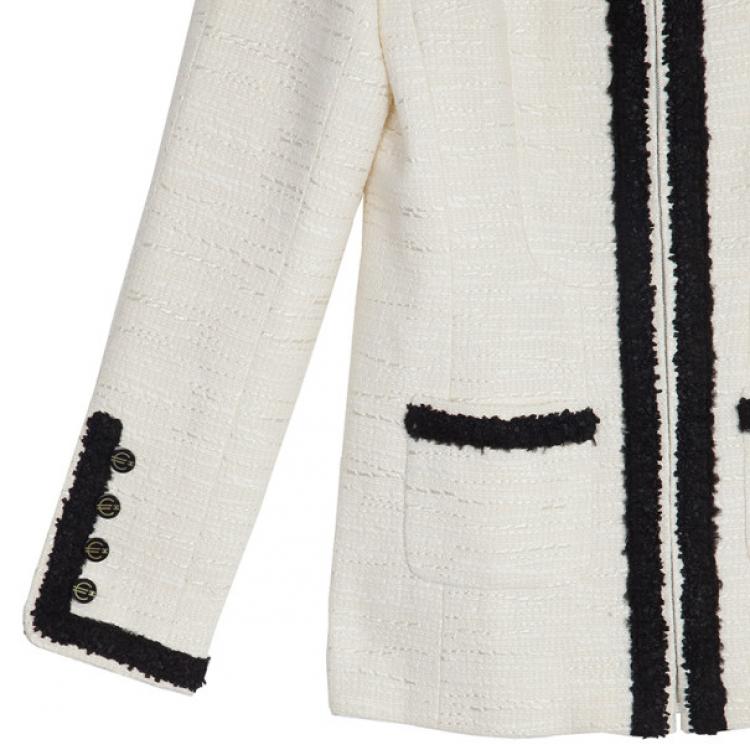 Pre Owned Chanel Classic Monochrome Tweed Jacket M